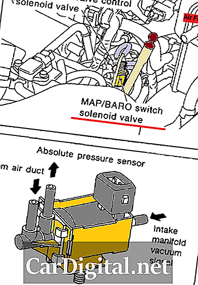 P1105 1998 INFINITI I30 - 매니 폴드 절대 압력 / 기압 스위치 솔레노이드 밸브